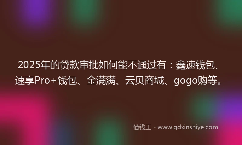 2025年的贷款审批如何能不通过有：鑫速钱包、速享Pro+钱包、金满满、云贝商城、gogo购等。
