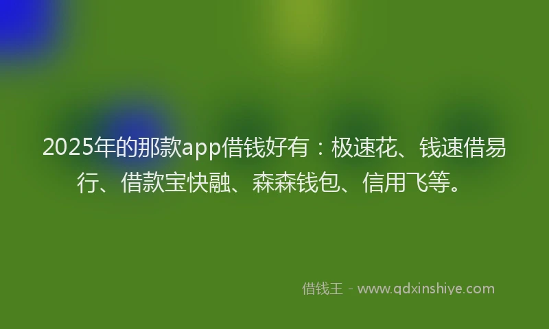 2025年的那款app借钱好有：极速花、钱速借易行、借款宝快融、森森钱包、信用飞等。