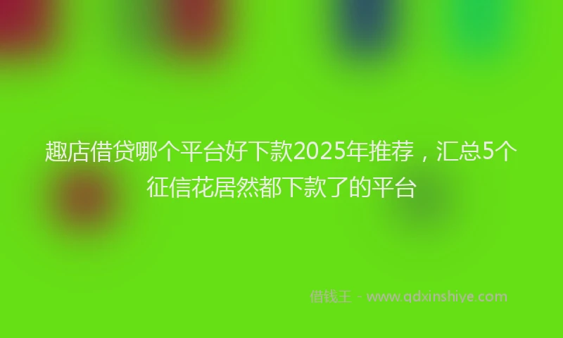 趣店借贷哪个平台好下款2025年推荐，汇总5个征信花居然都下款了的平台