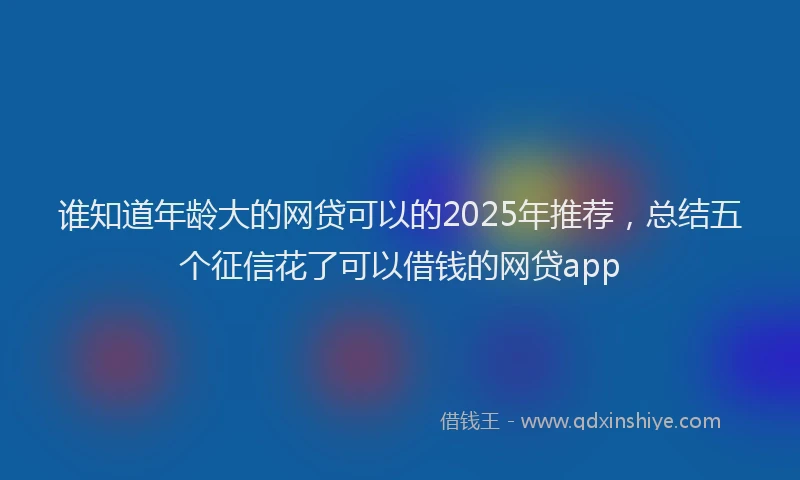 谁知道年龄大的网贷可以的2025年推荐，总结五个征信花了可以借钱的网贷app