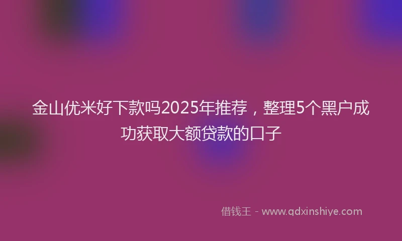 金山优米好下款吗2025年推荐，整理5个黑户成功获取大额贷款的口子