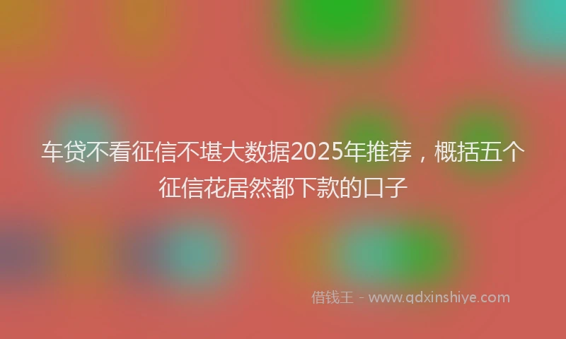 车贷不看征信不堪大数据2025年推荐，概括五个征信花居然都下款的口子