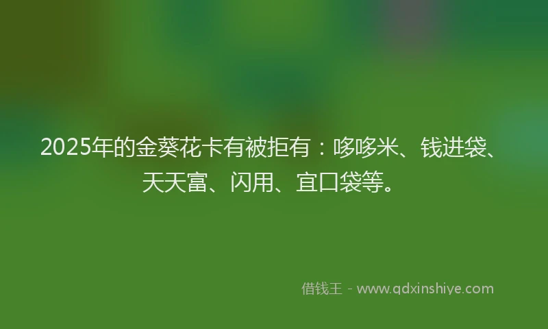 2025年的金葵花卡有被拒有：哆哆米、钱进袋、天天富、闪用、宜口袋等。