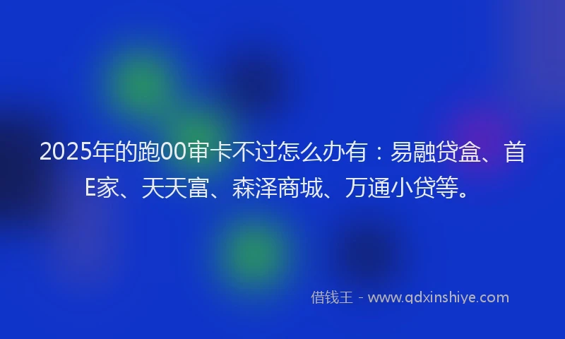 2025年的跑00审卡不过怎么办有：易融贷盒、首E家、天天富、森泽商城、万通小贷等。