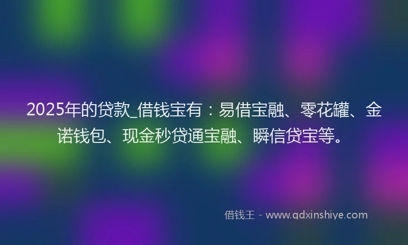 2025年的贷款_借钱宝有：易借宝融、零花罐、金诺钱包、现金秒贷通宝融、瞬信贷宝等。