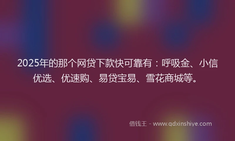 2025年的那个网贷下款快可靠有：呼吸金、小信优选、优速购、易贷宝易、雪花商城等。