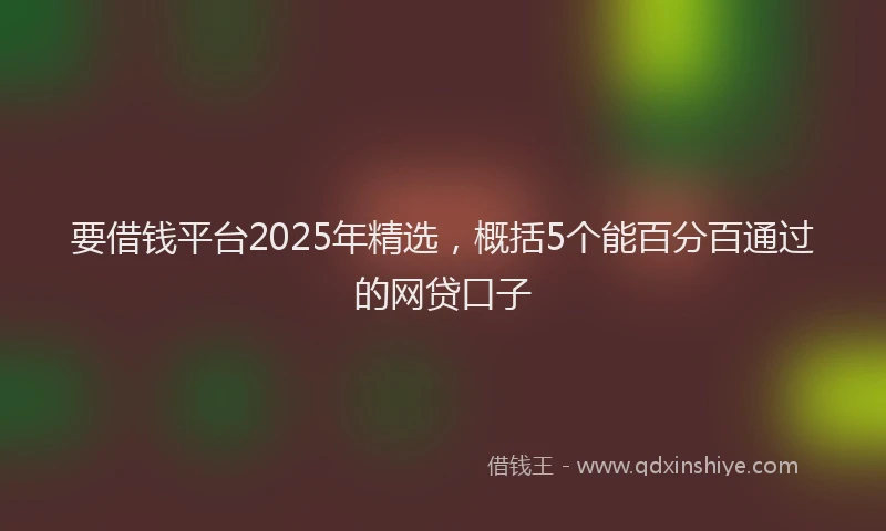 要借钱平台2025年精选，概括5个能百分百通过的网贷口子