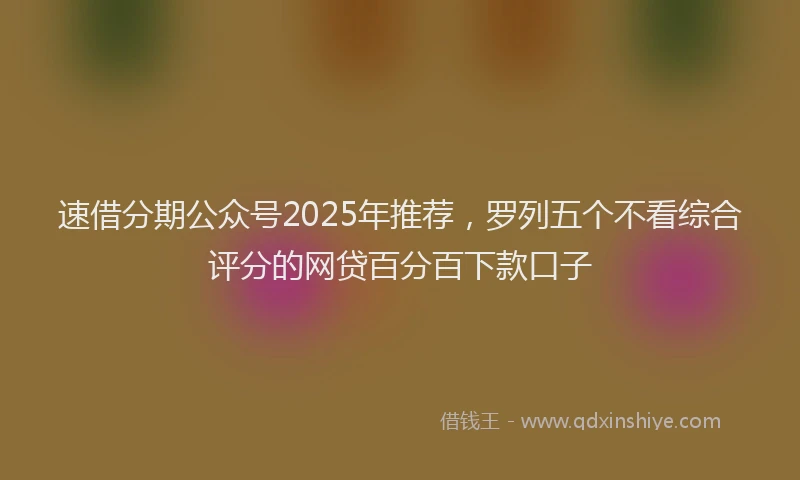 速借分期公众号2025年推荐，罗列五个不看综合评分的网贷百分百下款口子
