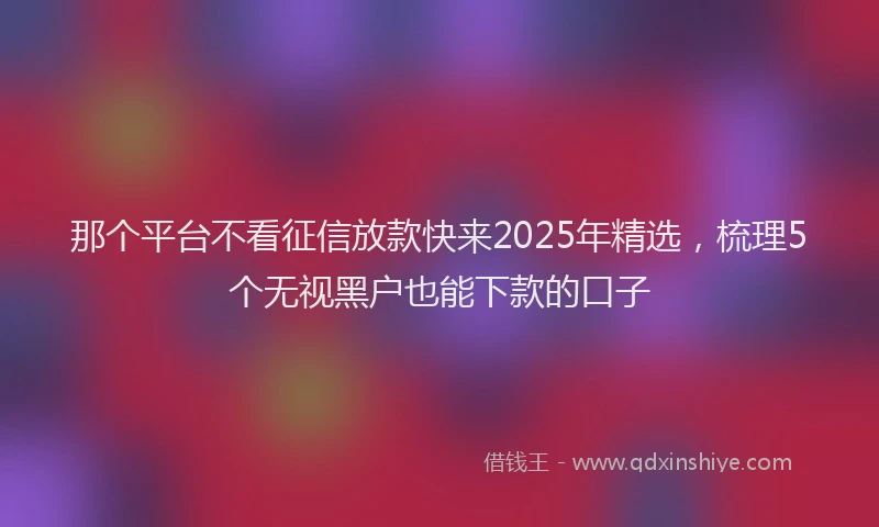 那个平台不看征信放款快来2025年精选，梳理5个无视黑户也能下款的口子