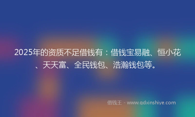 2025年的资质不足借钱有：借钱宝易融、恒小花、天天富、全民钱包、浩瀚钱包等。