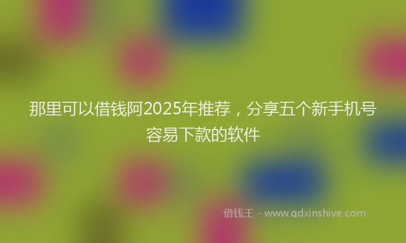 那里可以借钱阿2025年推荐，分享五个新手机号容易下款的软件