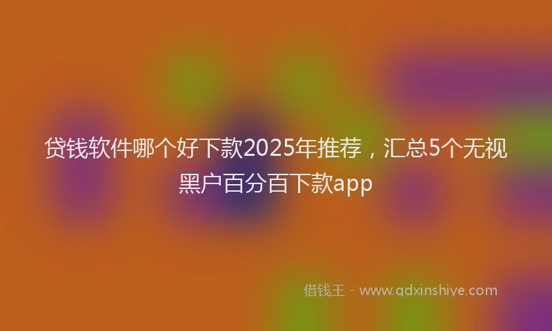 贷钱软件哪个好下款2025年推荐，汇总5个无视黑户百分百下款app