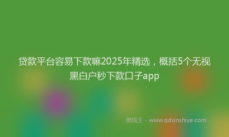 贷款平台容易下款嘛2025年精选，概括5个无视黑白户秒下款口子app