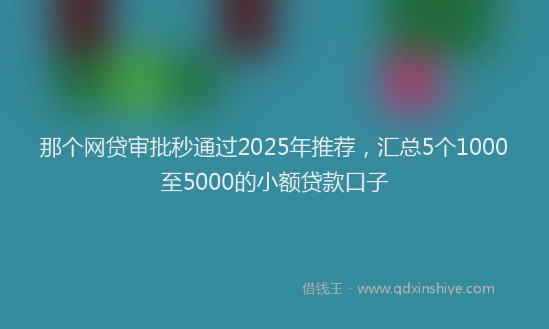 那个网贷审批秒通过2025年推荐，汇总5个1000至5000的小额贷款口子