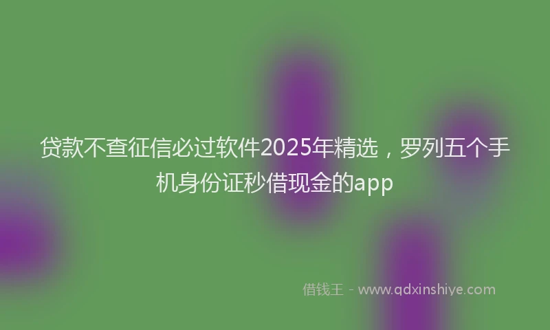 贷款不查征信必过软件2025年精选，罗列五个手机身份证秒借现金的app