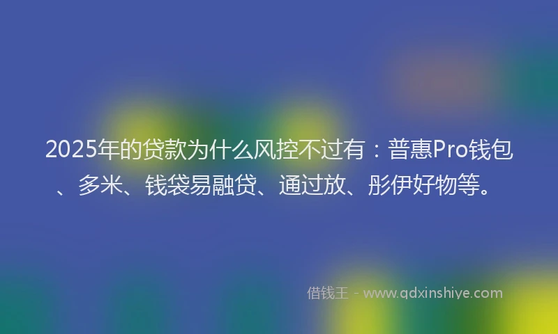 2025年的贷款为什么风控不过有：普惠Pro钱包、多米、钱袋易融贷、通过放、彤伊好物等。