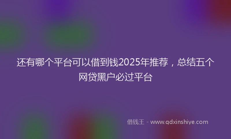 还有哪个平台可以借到钱2025年推荐，总结五个网贷黑户必过平台