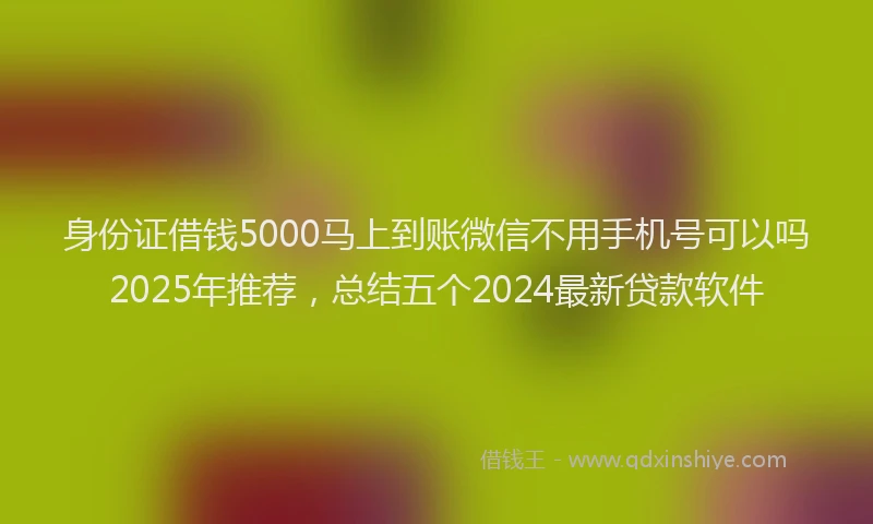 身份证借钱5000马上到账微信不用手机号可以吗2025年推荐，总结五个2024最新贷款软件
