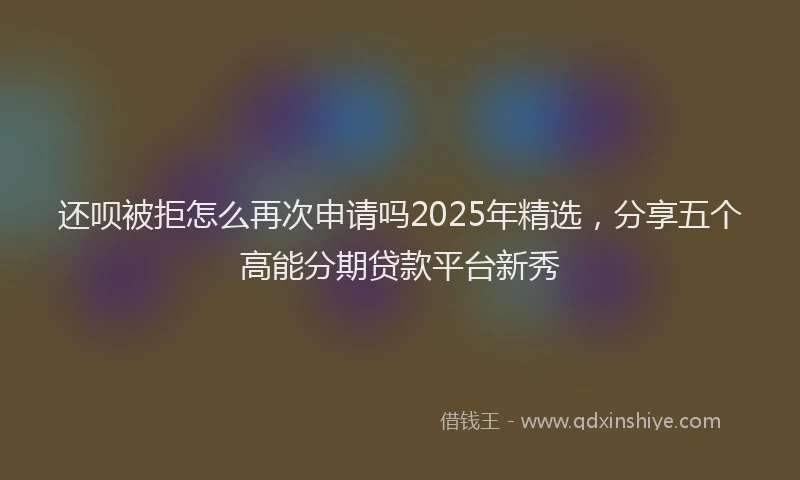 还呗被拒怎么再次申请吗2025年精选，分享五个高能分期贷款平台新秀