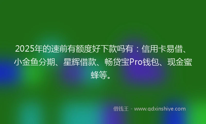2025年的速前有额度好下款吗有：信用卡易借、小金鱼分期、星辉借款、畅贷宝Pro钱包、现金蜜蜂等。