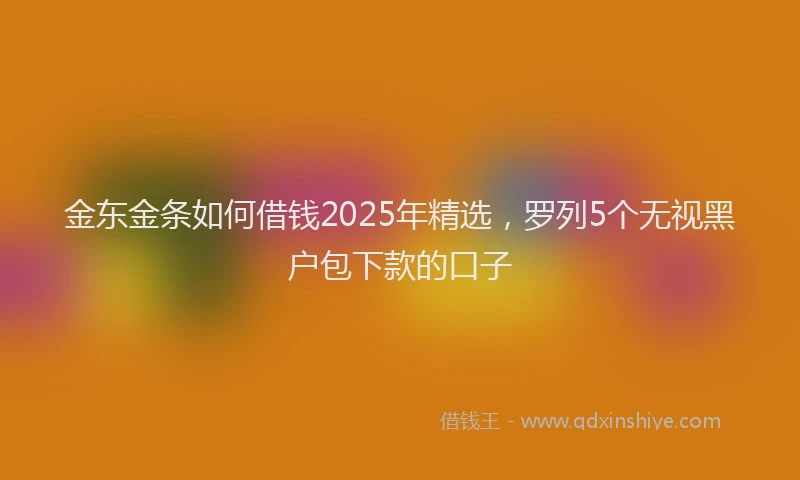 金东金条如何借钱2025年精选，罗列5个无视黑户包下款的口子