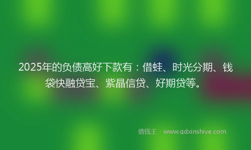 2025年的负债高好下款有：借蛙、时光分期、钱袋快融贷宝、紫晶信贷、好期贷等。