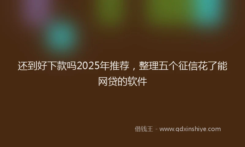 还到好下款吗2025年推荐，整理五个征信花了能网贷的软件