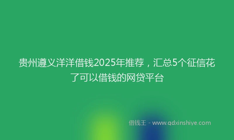 贵州遵义洋洋借钱2025年推荐，汇总5个征信花了可以借钱的网贷平台