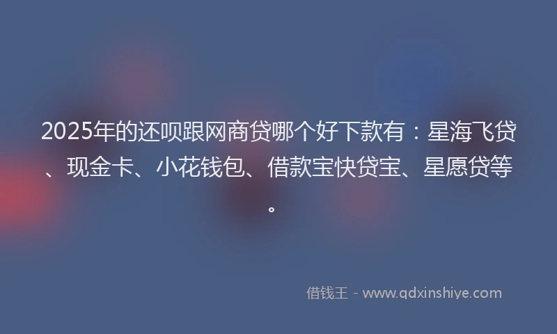 2025年的还呗跟网商贷哪个好下款有：星海飞贷、现金卡、小花钱包、借款宝快贷宝、星愿贷等。