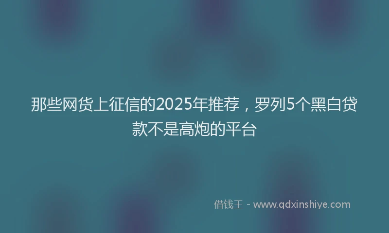 那些网货上征信的2025年推荐，罗列5个黑白贷款不是高炮的平台