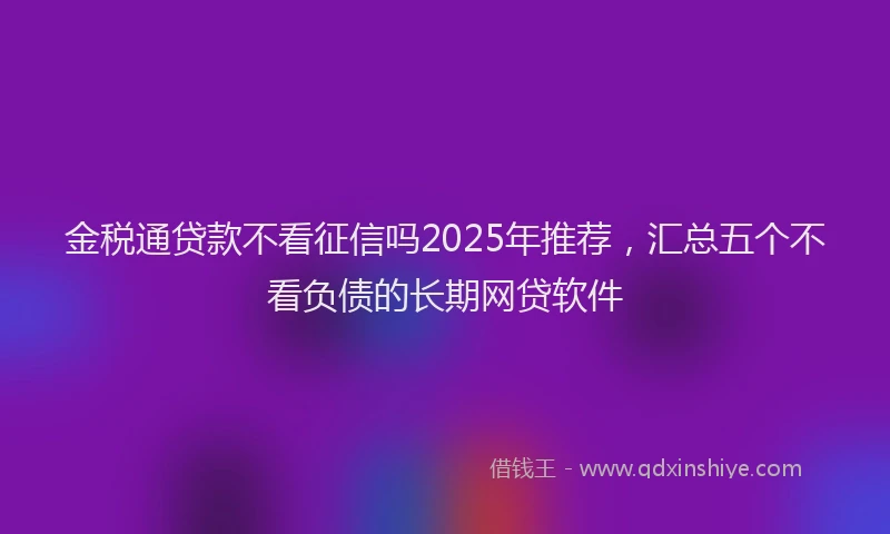 金税通贷款不看征信吗2025年推荐，汇总五个不看负债的长期网贷软件