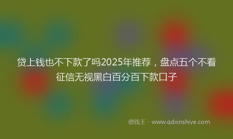 贷上钱也不下款了吗2025年推荐，盘点五个不看征信无视黑白百分百下款口子