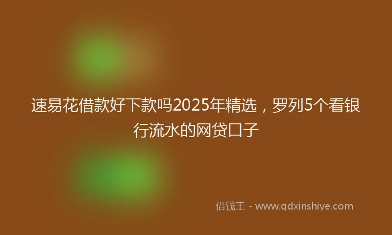 速易花借款好下款吗2025年精选，罗列5个看银行流水的网贷口子