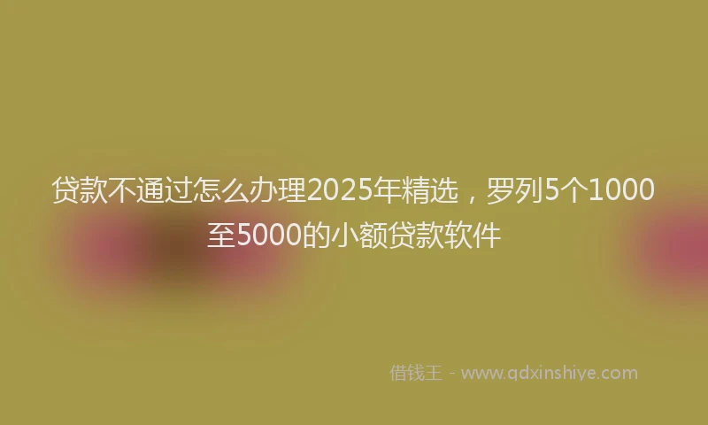 贷款不通过怎么办理2025年精选，罗列5个1000至5000的小额贷款软件