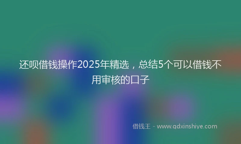 还呗借钱操作2025年精选，总结5个可以借钱不用审核的口子