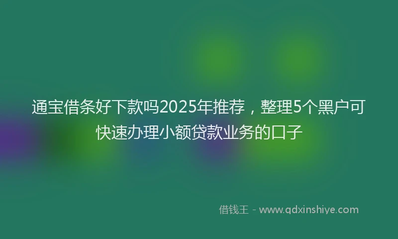 通宝借条好下款吗2025年推荐，整理5个黑户可快速办理小额贷款业务的口子