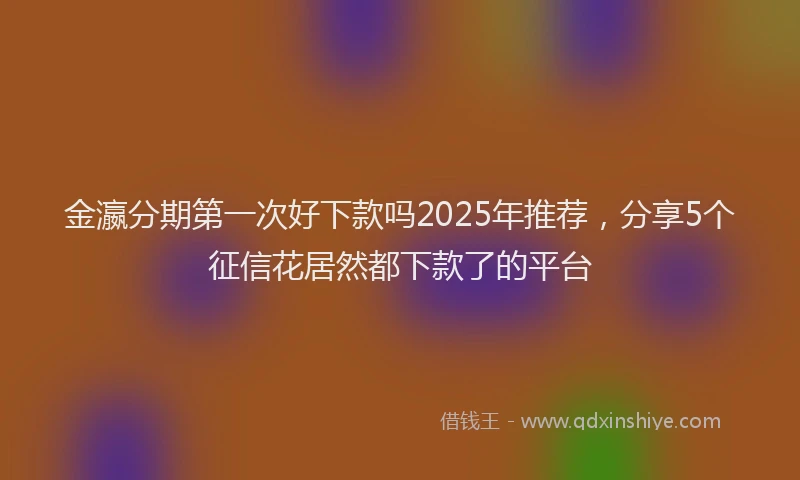 金瀛分期第一次好下款吗2025年推荐，分享5个征信花居然都下款了的平台