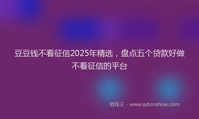 豆豆钱不看征信2025年精选，盘点五个贷款好做不看征信的平台
