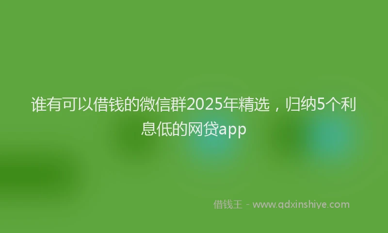 谁有可以借钱的微信群2025年精选，归纳5个利息低的网贷app