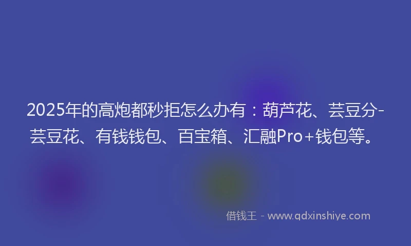 2025年的高炮都秒拒怎么办有：葫芦花、芸豆分-芸豆花、有钱钱包、百宝箱、汇融Pro+钱包等。