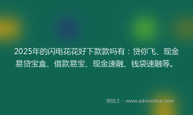 2025年的闪电花花好下款款吗有：贷你飞、现金易贷宝盒、借款易宝、现金速融、钱袋速融等。