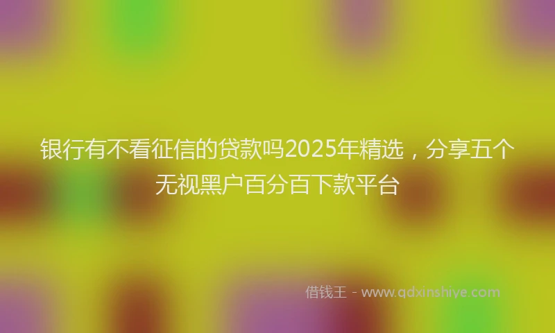 银行有不看征信的贷款吗2025年精选，分享五个无视黑户百分百下款平台