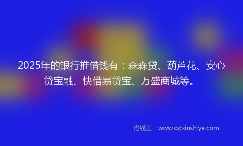 2025年的银行推借钱有：森森贷、葫芦花、安心贷宝融、快借易贷宝、万盛商城等。