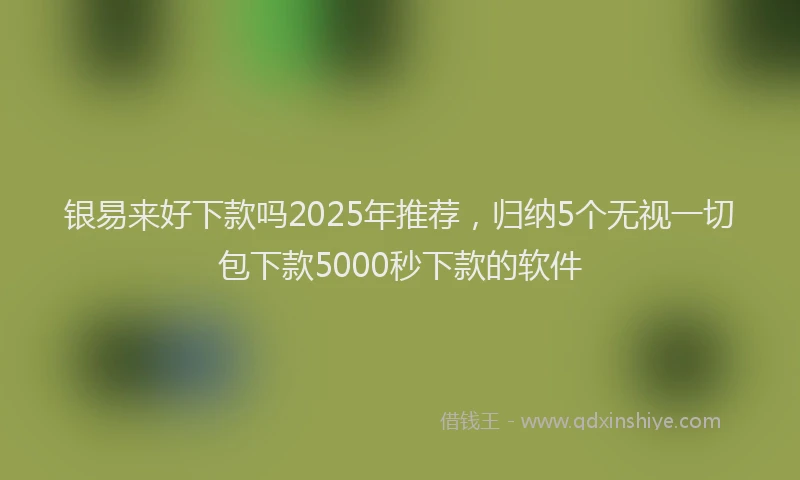 银易来好下款吗2025年推荐，归纳5个无视一切包下款5000秒下款的软件