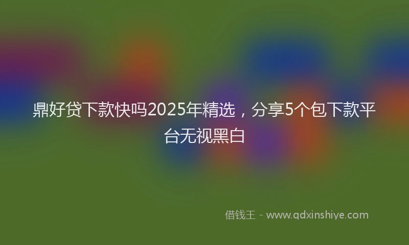鼎好贷下款快吗2025年精选，分享5个包下款平台无视黑白