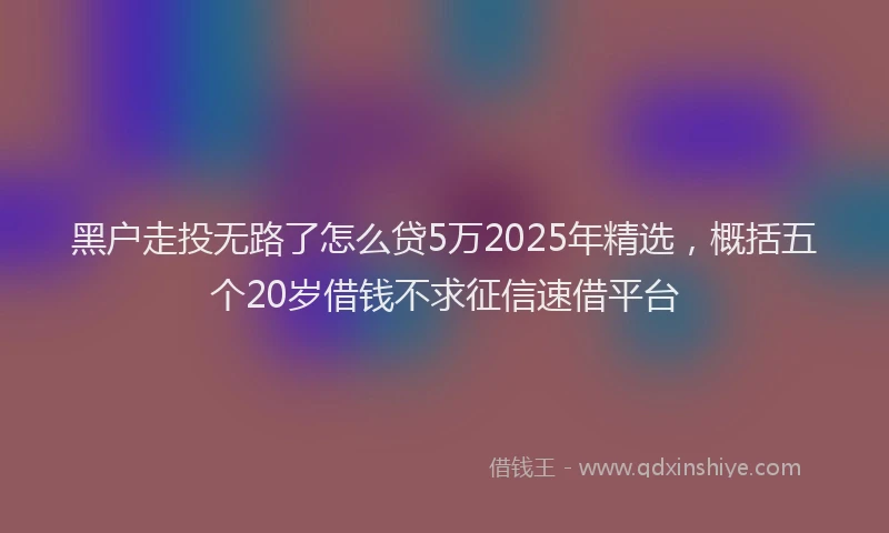 黑户走投无路了怎么贷5万2025年精选，概括五个20岁借钱不求征信速借平台