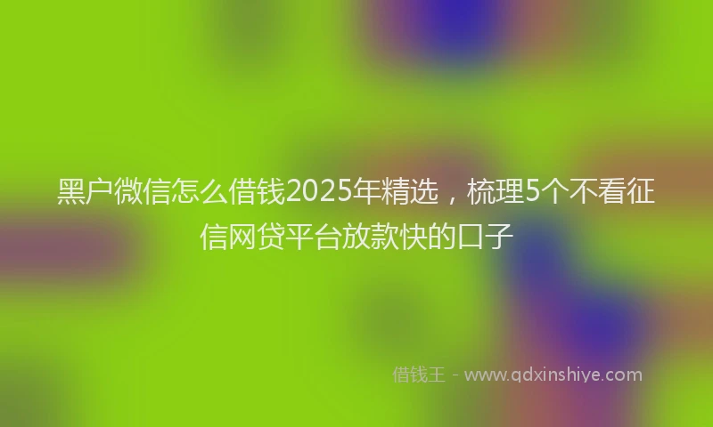 黑户微信怎么借钱2025年精选，梳理5个不看征信网贷平台放款快的口子