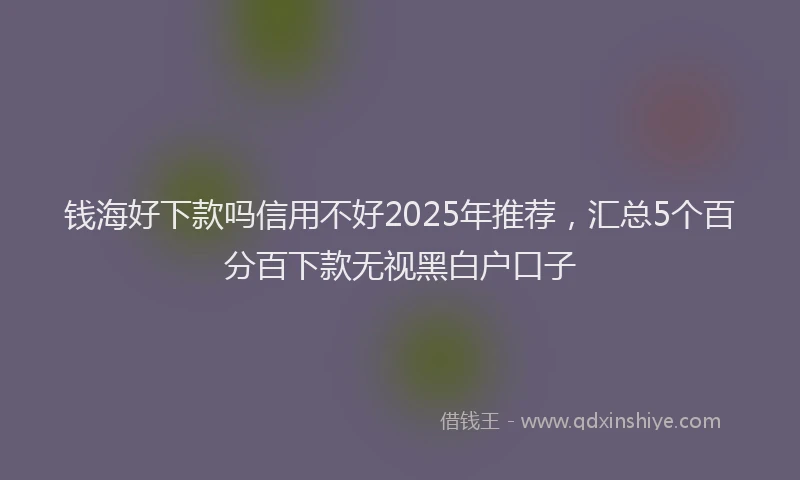 钱海好下款吗信用不好2025年推荐，汇总5个百分百下款无视黑白户口子