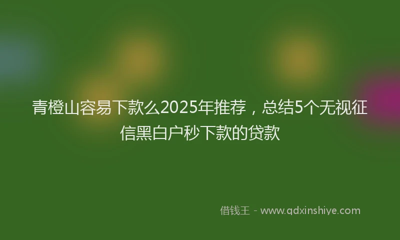 青橙山容易下款么2025年推荐，总结5个无视征信黑白户秒下款的贷款