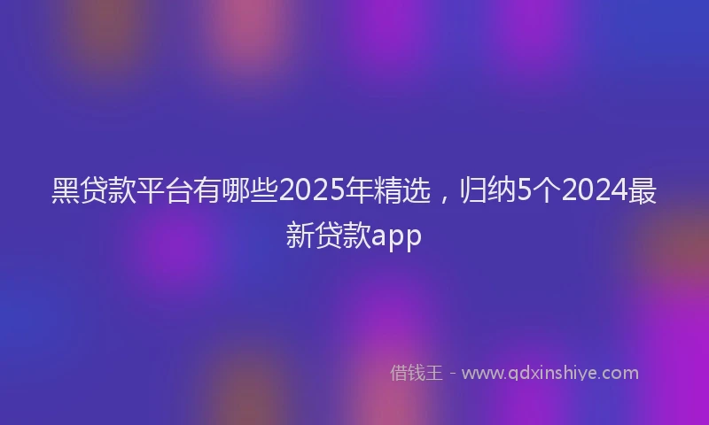 黑贷款平台有哪些2025年精选，归纳5个2024最新贷款app